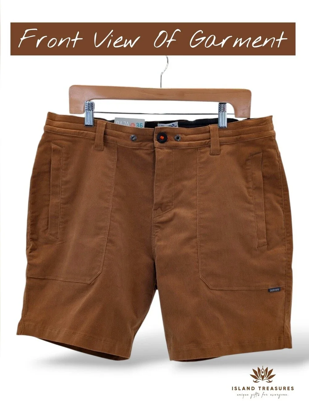 Brand-New Baja Llama Arroyo Sz XL/36 Camel/Brown Stretchy  Corduroy Walk Shorts - Picture 2 of 16